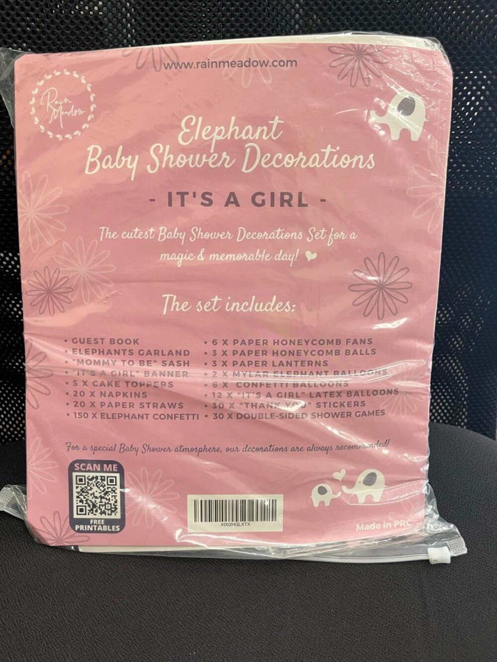 NEW Rain Meadow Elephant Baby Shower Decorations It's a Girl Pink Party Kit